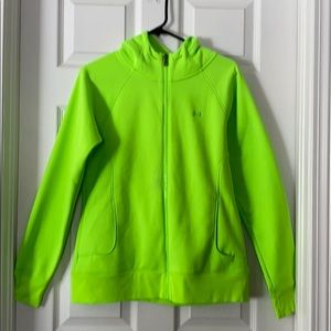 Bright Green Under Armour Hooded Zip up-Womens Med